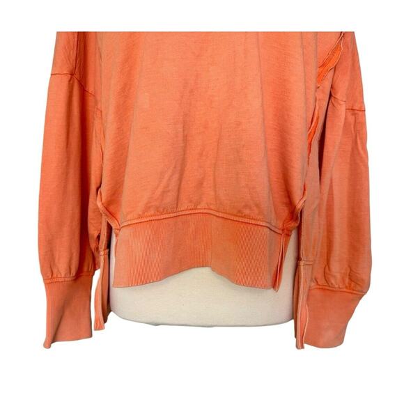 Anthropologie PILCRO Orange Pintuck Sweatshirt Top Size L - 100% Cotton - Picture 4 of 11